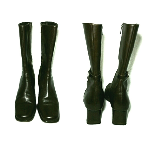 Talbots 7.5 Mid Calf Dark Brown Boots Made Italy - Picture 3 of 7